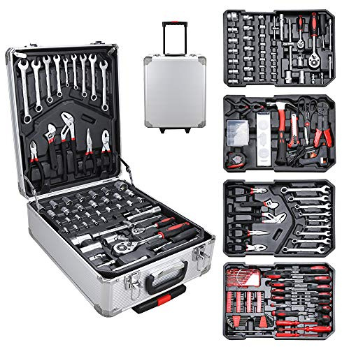 SWANEW Caisse à Outils Malette pour Outils 1031 pièces en Aluminium Remplie Verrouillable à 4 Niveaux