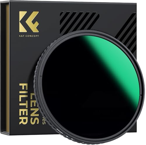 K&F CONCEPT Filtre ND Variable 55mm ND32-512 sans Croix 5-9 Stops | HD,Nano-revêtement de 28 Couches,Étanche,Verre optique,Résistant à l’huile et aux rayure,Cadre CNC Antidérapant,Nano-X,FN717