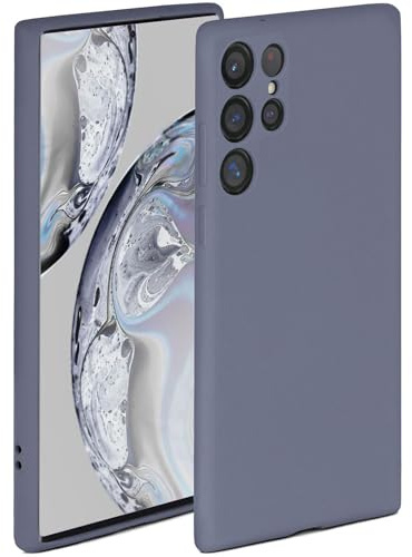 ONEFLOW Funda Blanda Compatible con Samsung Galaxy S22 Ultra de Silicona, Borde Elevado para Protector de Pantalla, Doble Capa, Suave, Color Azul Mate Gris