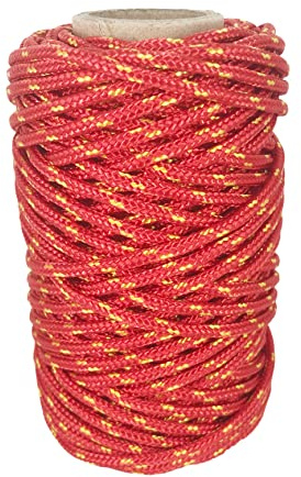 Paracord-Schnur aus hochfestem Polyester. 3 mm × 25 m. Rot mit Gelb.