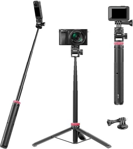 59Inch/146cm Selfie Stick Tripod for Go pro ULANZI MT-71 Long Extendable Vlog Handle Portable Lightweight Tripod Stand Compatible with Go pro Hero 12/11/10/9/8/7 Insta360 One XR/RS/GO DJI Action