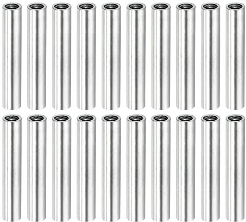 sourcing map Manchon Filetée Rond Écrou Accouplement M4x0.7mm Femelle Filetage 30mm Raccorder Tige Barre Goujon Tube Écrou Connecteur pour Rallonger, Argenté Paquet de 20