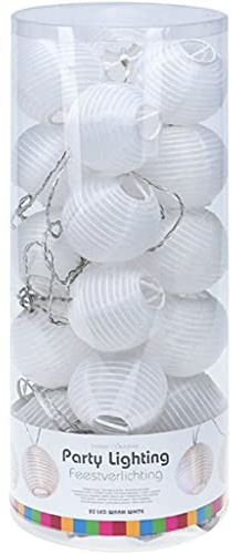 Outdoor Lampion Lichterkette weiß 4,75m 20 LED Warmweiß mit Netzstecker