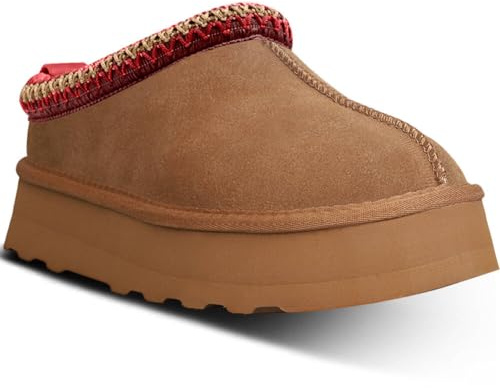 metricfalcon Mini bottes à semelle compensée pour femme - Pantoufles d'intérieur à enfiler avec doublure en fourrure polaire - Bottines courtes en daim, marron, 38.5 EU