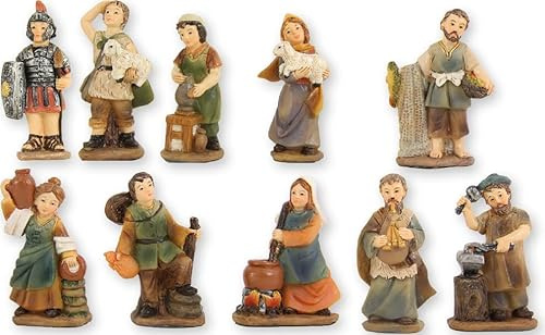 FADEDA 10x Markus-Zusatzfiguren/Höhe:5 cm/handbemalt/detailgetreue Krippen Figuren - Weihnachten Tisch Dekoration Krippe Zubehör