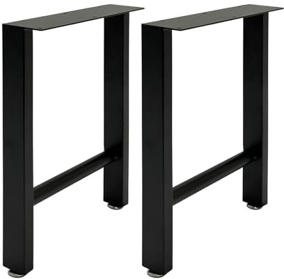 OLDRAINBOW Tischbeine aus Metall, Eisen, Couchtischbeine, schwarz, Esszimmertischbeine, Bankbeine, robuste Bürobeine für Tisch, 2 Stück (39,1 cm hoch, 27,9 cm breit)