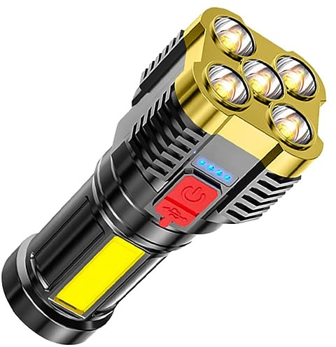 HEMOTON Torcia LED Ricaricabile a 5 LED Controllo Touch, Materiale Gomma e Abs, per Campeggio e Manutenzione, Luce Potente e Portatile