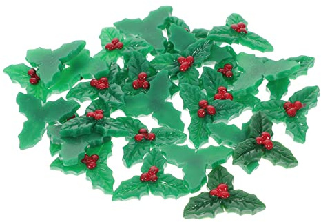 TOYANDONA 90piezas Adornos Acebo y Berries De Resina para Decoración Navideña Accesorios para Manualidades y Árboles De Navidad