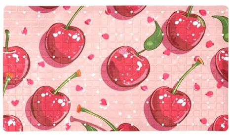 Little Pink Red Cherry Premium rutschfeste Badematte, schnell trocknend, extra lang und sicher für Erwachsene, Frauen, sichere Dekoration für Ihr Badezimmer
