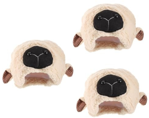 TOYANDONA 3St Hut mit Lammohren tiermütze plüschhut Geburtstagsfeier Schafsohren Kopfbedeckung Schafmütze mit Ohren Schafe Cosplay Ohren Tierhüte Kostüm flauschige Mütze Sherpa Beige