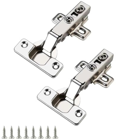 Soft Close Scharnier, Schrank Tür Scharniere mit Gasdruckfeder, 105° Öffnungswinkel, Topf Scharnier Durchmesser 35 mm, verdeckte Küchenschrank Scharniere mit Schrauben (2 Stück - Eckanschlag)