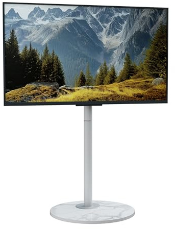 unho TV Ständer Standfuß Rollbar, Marmoroptik TV Bodenständer Höhenverstellbar, Fernsehstand für 40-75 Zoll, VESA 600x400mm, bis Max 40kg