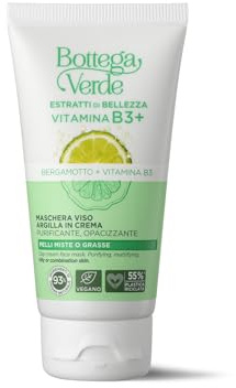 Bottega Verde - Maschera Viso, Estratti di Bellezza, Argilla in Crema, 75 ml, Purifica e Opacizza, per Pelli Miste o Grasse, con Bergamotto e Vitamina B3