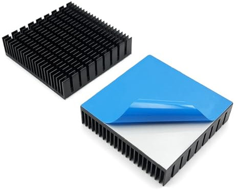 Awxlumv 2PCS Aluminum Heat Sink 60mmx60mmx15mm With Thermal Conductive Adhesive Tape, Square Module Heatsink Profile Cooling Fin Cooler for Chip CPU Power Amplifier Phone Base Station Router