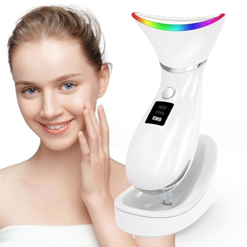 Face Massager Electric,7 Color Light Therapy Wand,3 Modes 45°C HOT/5°C Cold Microcurrent Face Lift Device, Sculpting Device with Vibrating,EMS Toning Firming for Enhanced Neck and Shoulder Care