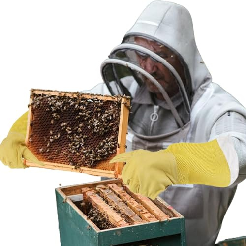 1 Paar Imkerhandschuhe - Atmungsaktive Imkerhandschuhe aus langlebigen gestrickten Bienenzuchthandschuhen Sicherheitsschutz, atmungsaktives Netzmaterial, praktisch