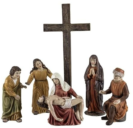 DRW Darstellung der Nachkommen Jesu vom Kreuz aus Kunstharz, handbemalt, 19 cm, Mehrfarbig, Medidas