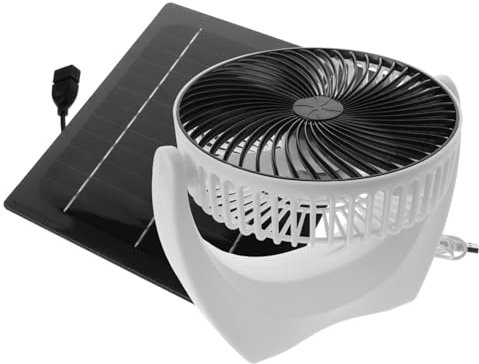IMIKEYA Solar-powered Fan Rechargeable Portable Cooling Fan Small Table for Home Office Outdoor