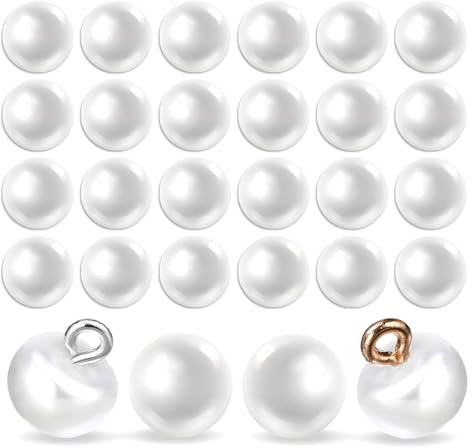 yolzhxe 80 Stück Weiß Knöpfe, Weiß Künstliche Perlmutt Knöpfe 10 mm, Natürlicher Schimmer, zuckersüßes Design, Retro Handgenähte Perlenknöpfe für Kleider, Blusen, Hemden