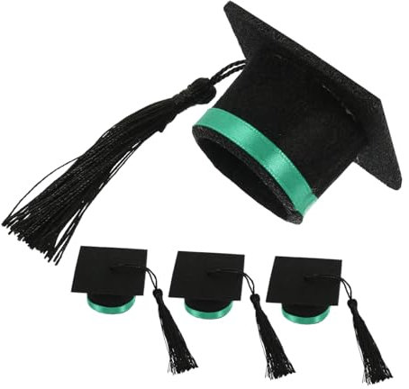 Hemobllo 4 Pièces Capsules de Bouteille de Vin Miniatures Forme de Chapeau de Graduation Pompon Décorations Festives pour Événements de Remise de Diplômes