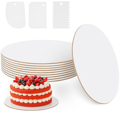 L&W Luck 10 Stück Cake Board,Tortenplatte Pappe 30cm Mit Schaber,Ttortenunterlage Rund aus Pappe für Kuchen,Torten & Gebäck