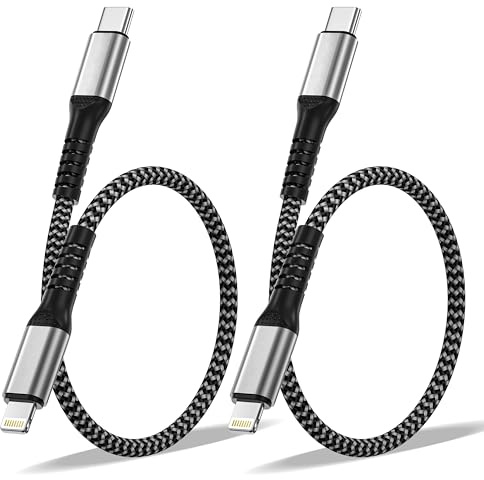 Câble USB C vers Lightning 0.3M Lot de 2[A-pple Certifié MFi],Câble iPhone USB C Cable Lightning Cordon iPhone Câble Chargeur i-Phone Charge Rapide Fil Chargeur pour i-Phone 14 Pro/13/12 Mini/11/XR