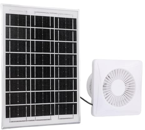 Jiawu Ventilateur d'extraction Solaire, Panneau Solaire 6 W + Ventilateur de 10 cm, avec Adaptateur Secteur, Ventilateur d'extraction Solaire avec Support pour abri de Jardin