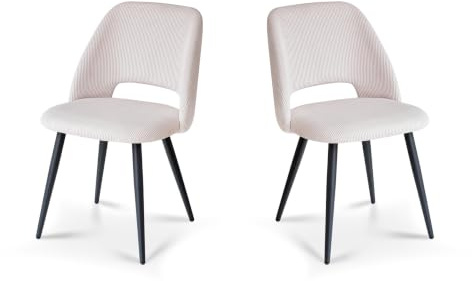 GrandCA HOME 2 Moderne Esszimmerstühle, Gepolsterte Küchenstühle aus Cord mit Hohlrückenlehne, Geeignet für Esszimmer, Küche, Wohnzimmer, Schlafzimmer (Beige)