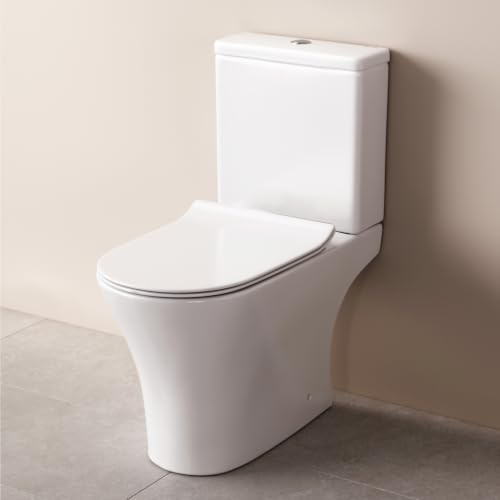 AM.PM Einteilige Stand-WC mit eingebautem Spülkasten | Komplett-Set | WC deckel mit Absenkautomatik | Keramik Toilette Spülrandlos | Toilettenschüssel | Spülsystem Flash