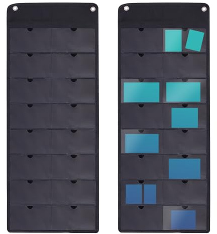 OLYCRAFT 2 Packung 7.8x13cm Kartenhalterhülle Zur Wandmontage 16 Steckplätze Business Notizkartenhalter Organizer Aus Schwarzem Oxford Stoff Zum Aufhängen An Der Wand Für Die Aufbewahrung