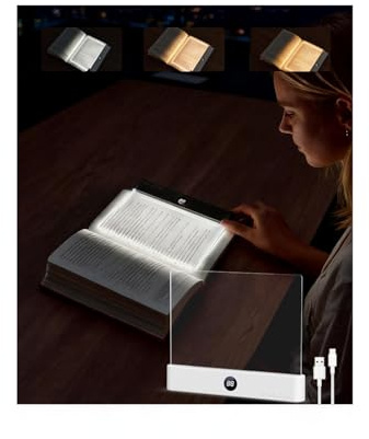 AdalyRoma Lampe de lecture plate LED sans fil pour lit, protection des yeux, éclairage pleine page, rechargeable par USB(Modèle blanc)