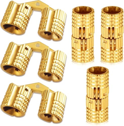 5 Piezas Bisagra Barril,8mm Bisagra de Barril Cilíndrico Latón Invisible 180°Ángulo de Apertura Mini Bisagras Ocultas para Armarios Muebles Cajas de Joyería | Bisagras invisibles para muebles de cobre ocultas para cajas de regalo DIY Joyero