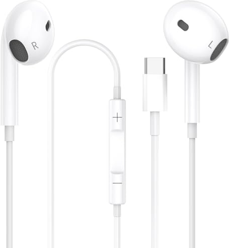 Kopfhörer mit Kabel USB C für Samsung Galaxy S25 Ultra S24 FE S23 S22 S21 A17 5G A16 A15 A56 A55 A36, In-Ear Kopfhörer Type C mit Mikrofon für iPhone 17 Air 16 15 Pro, Google Pixel 8 7 6A 5 4.