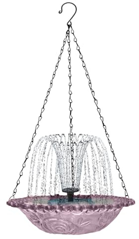 Bagnetto per uccellis sospeso ad energia solare con fontana, ciotolas per acqua sospesa all'aperto per - piattos decorativo per bere uccellis per giardino, patio, recinzione, balcone, cortile