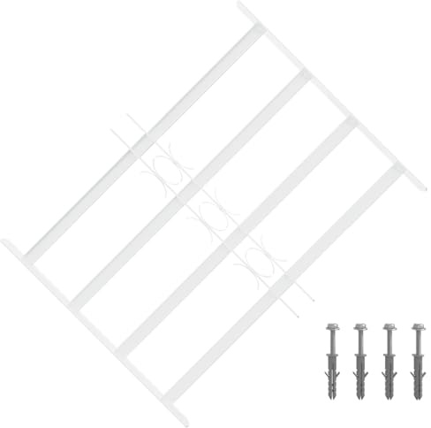 vidaXL Griglia di sicurezza per finestre con 4 barre trasversali 3 pcs, Grata di Sicurezza per Finestre, Industria, Regolabile, Struttura in Acciaio, Protezione per Ambienti Esterni