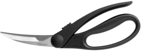 Fiskars Poultry Shears with Curved Blades, Steel, Length: 23 cm, Right- and left-handed, Black/Silver, 1023819