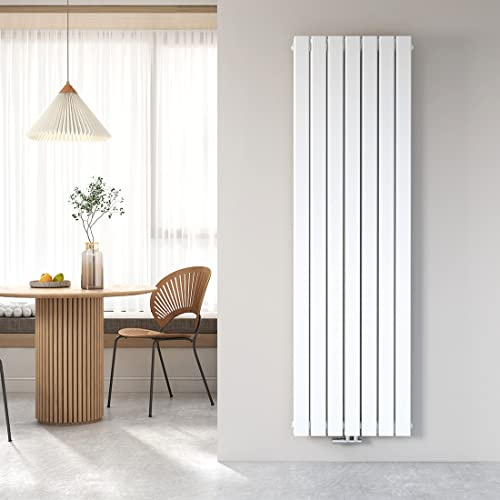 Heilmetz Flach Heizkörper Design Paneelheizkörper Vertikal Mittelanschluss Einreihig (1800x540mm Weiß Doppellagig)