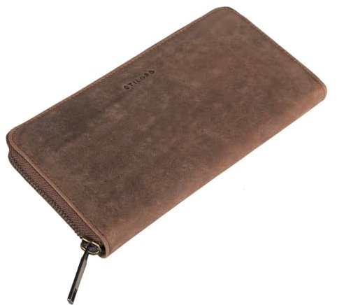 STILORD 'Emma' Leder Portemonnaie Damen RFID Schutz Geldbörse Damen RFID Blocker Querformat Brieftasche für EC-Karten Kleingeld mit Geschenkbox Echtleder, Farbe:Torino - braun