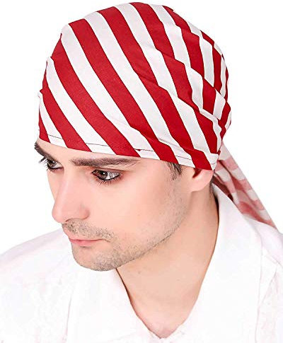 ThePirateDressing Piraten-Bandana, Mittelalter, Renaissance, Leinen, Dreieckstuch [C1418], Rot - Weiß (100 % Baumwollstoff), 33 inch x 52 inch x 33 inch