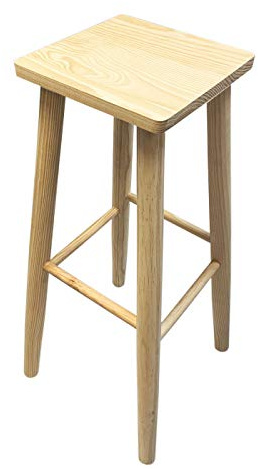 Acan Tradineur - Taburete Cuadrado Alto de Madera con Patas Redondeadas, banqueta de Barra, Bar y Cocina, 70 x 28 x 28 cm