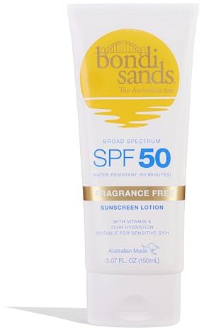 Bondi Sands Fragrance Free Sunscreen Body Lotion SPF 50 | Hydrating Broad Spectrum Protection, Sheer, Water Resistant | 5.07 Oz/150 mL