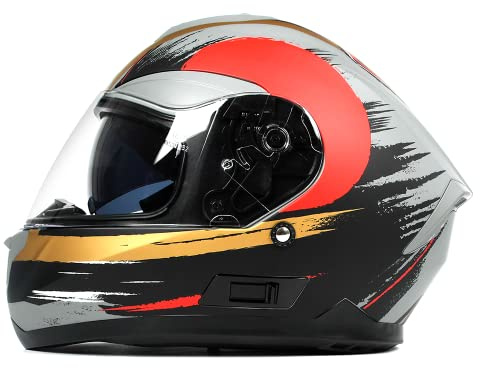 BHR Casco Integrale Moto con Doppia Visiera 814 RIDE | Casco Moto Integrale Omologato ECE con Visiera Doppia Antigraffio | Casco Moto Donna/Uomo con Sgancio Micrometrico | Grey Storm (Opaco) | XL