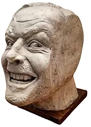 MBLUE Skulptur der Shining Buchstütze Bibliothek Here's Johnny Skulptur, Kunstharz, Schreibtisch-Ornament, Bücherregal, lustiges Ornament, 15CMX9CMX11CM