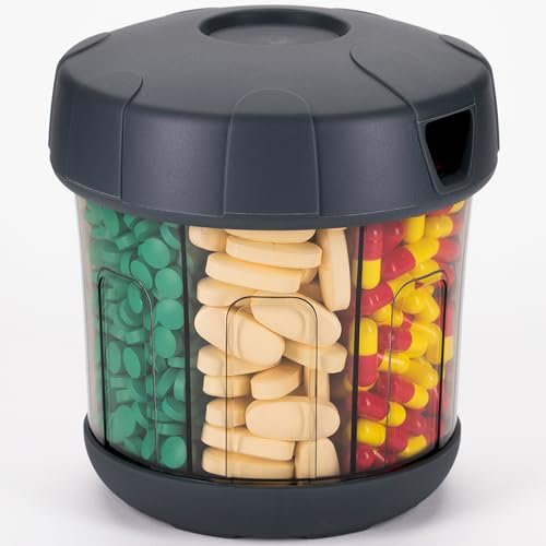 Mossime Pillendose Monat Ergänzung Tablettenbox 7 Tage Große Fächer,XL Extra Groß Tabletten Organizer PU Weicher Deckel,leicht zu öffnende Medikamentenbox, Aufbewahrung Medikamente Teiler(Grau)