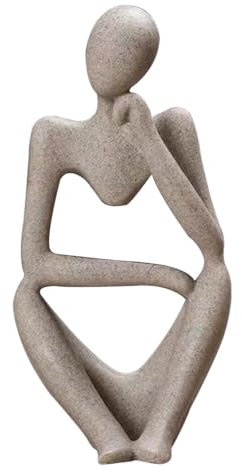 NUOBESTY Denkerstatue Aus Sandstein, Moderne Abstrakte Skulptur FüR BüRo, Wohnzimmer, BüCherregal, Tisch, KüNstlerische Dekoration