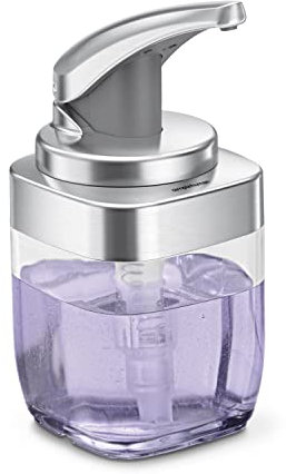 simplehuman BT1081 444ml Square Push Pump Liquid Soap Dispenser, Effortless Dispensing, Precision Lever, Easy to Refill, Brushed Nickel