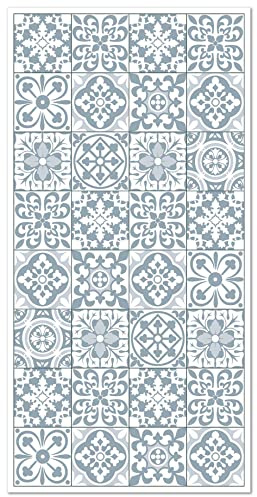 Panorama Vinylteppich - Modell Hydraulic Fliesen Triana Blau 80x150 cm - Verschiedene Größen - Deko Küche, Läufer und Outdoor