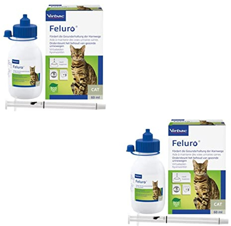 Virbac Feluro | Doppelpack | 2 x 60 ml | Ergänzungsfuttermittel für Katzen | Zur Unterstützung der Gesunderhaltung der Harnwege | Für die Zellgesundheit bei oxidativem Stress