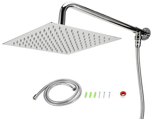 Soffione Doccia Combinato, Soffione Doccia a Pioggia Ad Alta Pressione da 9,8 Pollici con Supporto/tubo Flessibile, Soffione Doccia da Bagno in Acciaio Inossidabile Combinato(Shower Head Combo)