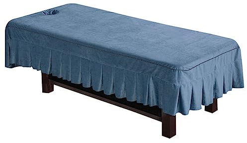 Highdi Bezug für Massageliege mit Loch, Waschbare Beauty Bettbezug Elastisches Massagetische Bezug mit Rock für 90cm oder weniger Massageliege (Graublau)